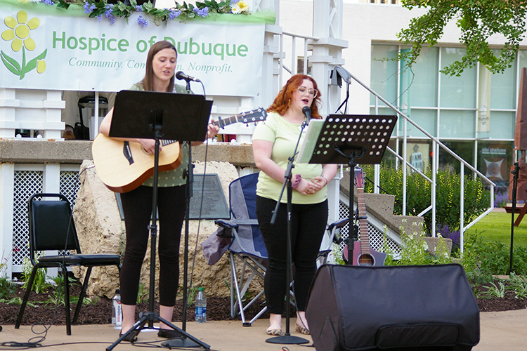 Lexi Healey and Laura Seibert, Hospice of Dubuque staff, sharing their gift of music.